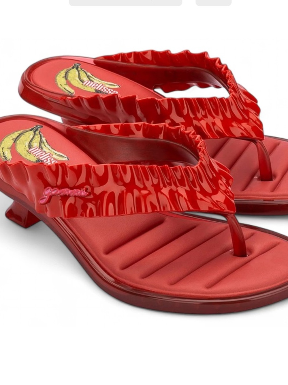 Melissa Red Ruffled Toe-Post Sandals
